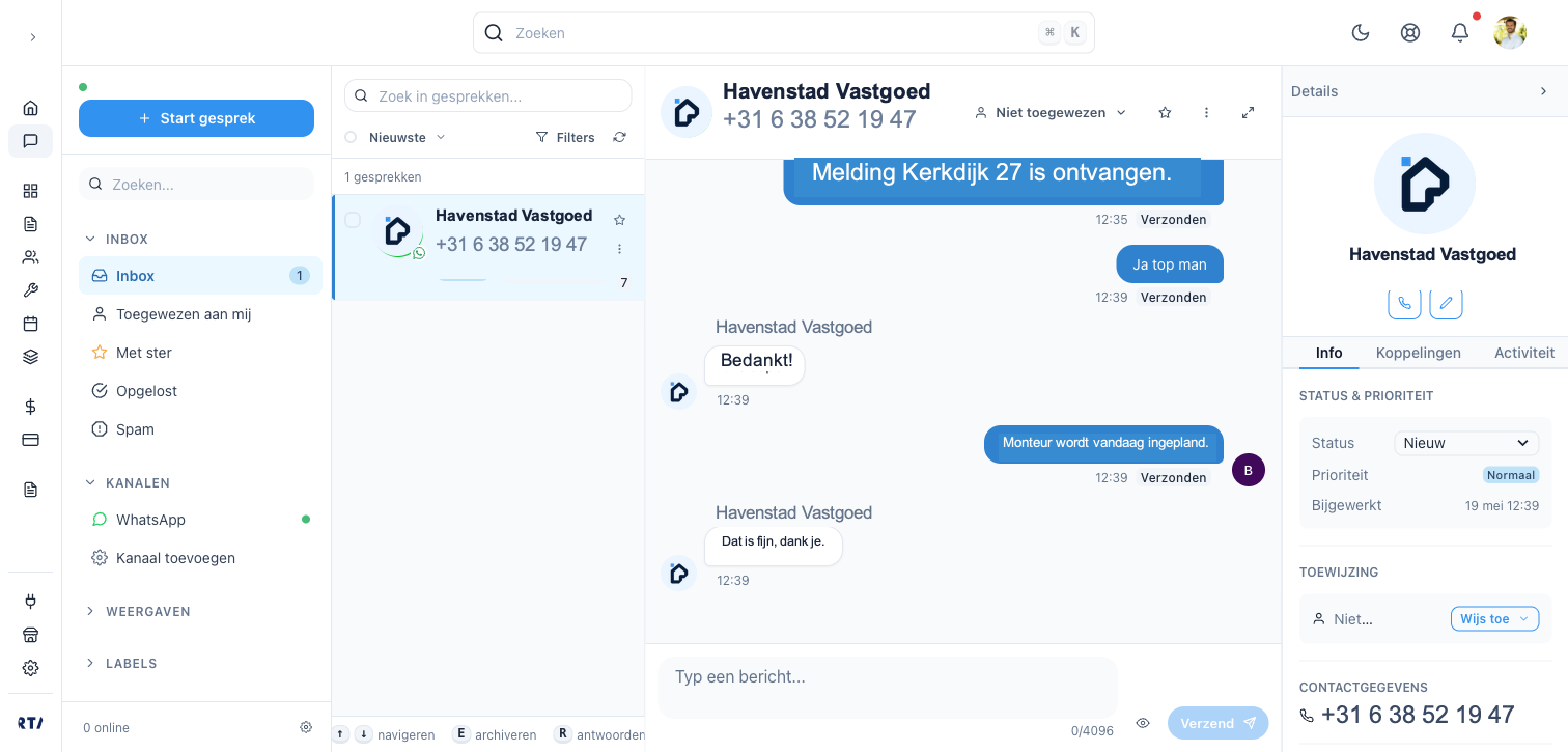 Onderhoudsmelding in de Propty-inbox
